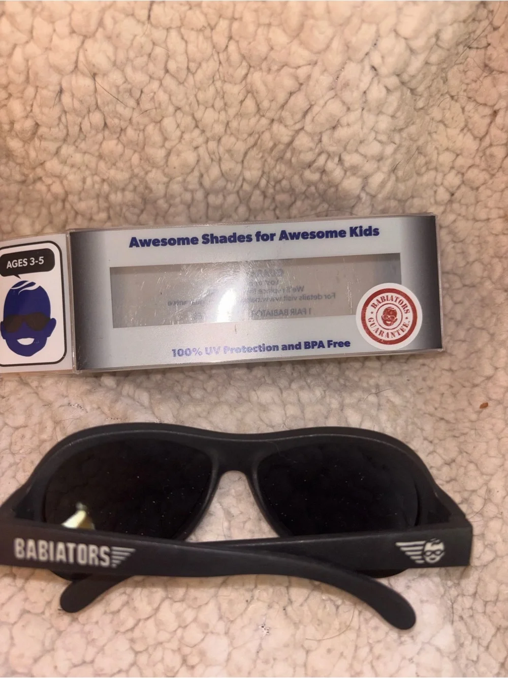 Babiators Aviator Black Ops Black Kids Sunglasses Ages 3-5 w/ Case